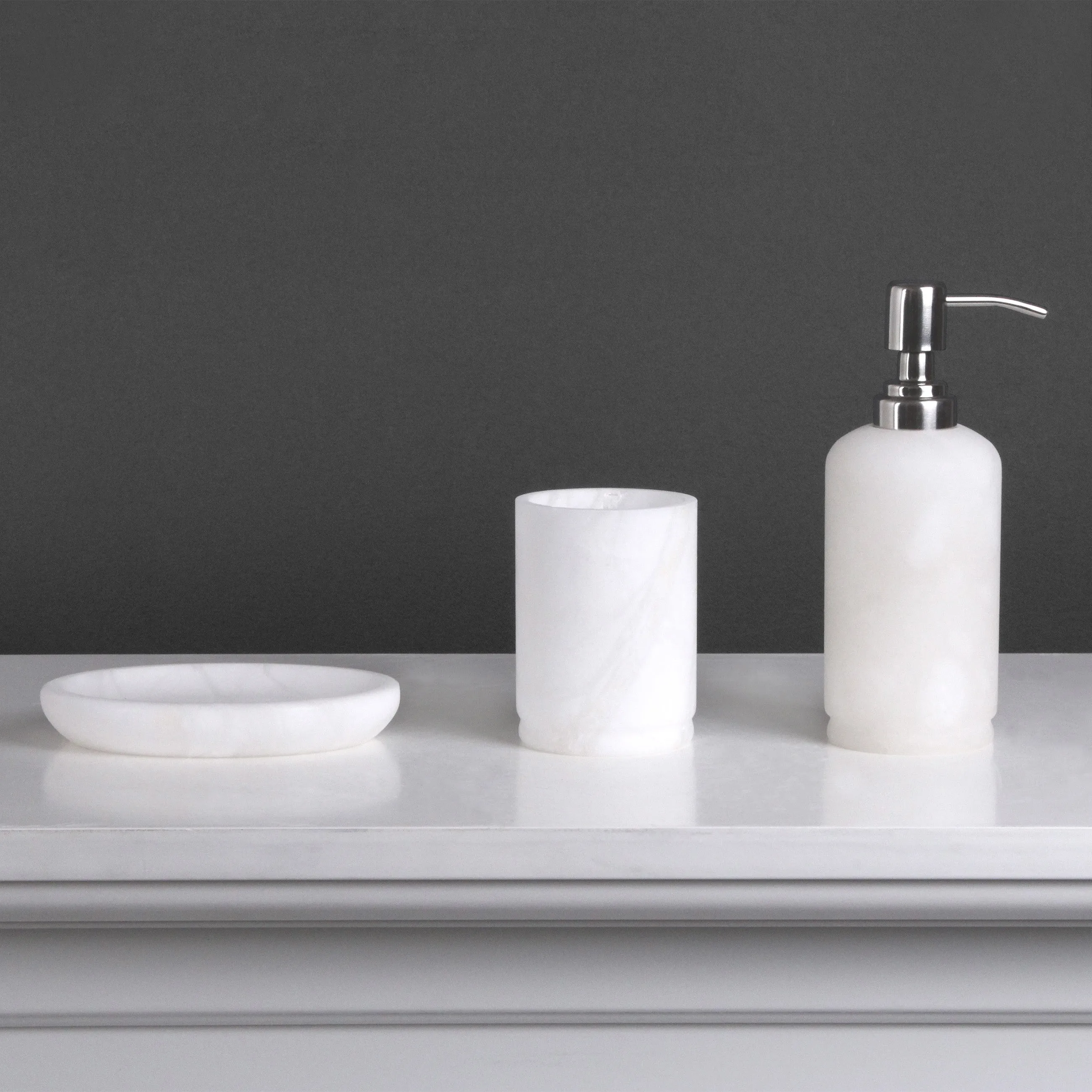 Solid Alabaster Bathroom Set