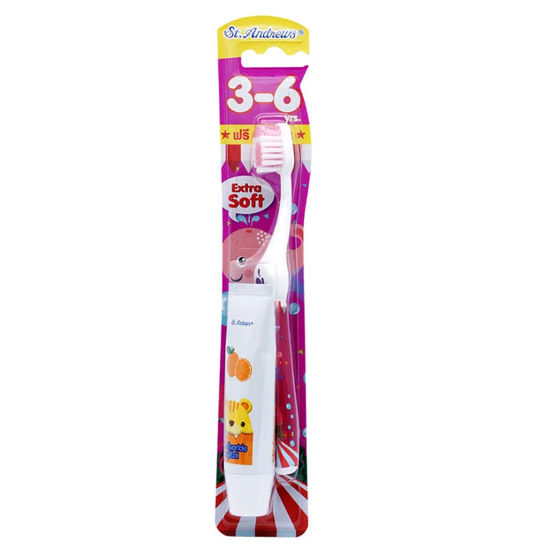 St.Andrews Cartoon Toothbrush and Toothpaste For Kids 3-6 Years Набор для ухода за полость рта: зубная паста   зубная щетка для детей 3-6 лет