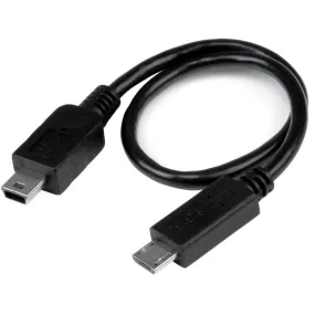 Startech.Com 8In Usb Otg Cable - Micro Usb To Mini Usb - M/M - Usb Otg Mobile Device Adapter Cable - 8 Inch (Umusbotg8in