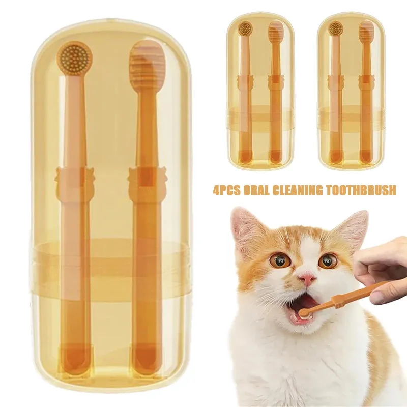 Teeth Whitening Dog Cat Silicone Soft Toothbrush Oral Care | Puppy Toothbrush Toothpaste Pet Kit | Teeth Cleaning Pet Supplies