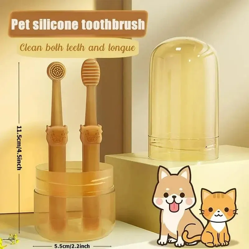 Teeth Whitening Dog Cat Silicone Soft Toothbrush Oral Care | Puppy Toothbrush Toothpaste Pet Kit | Teeth Cleaning Pet Supplies