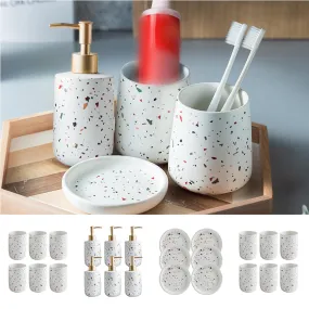 The Better Home 3pcs Ceramic Bathroomware Bathroom Liquid soap Dispenser Set White Toothbrush Holder and Tumbler (Set of 6)