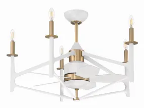 The Reserve 32 24" Ceiling Fan in White & Satin Brass