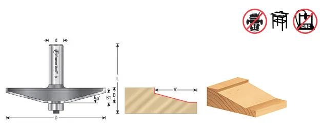 Traditional Raised Panel Router Bit | 15°x 1 7⁄16 Angle x 3 3⁄8 Dia x 1⁄2 x 1⁄2" Shank | 54117 | 738685941171