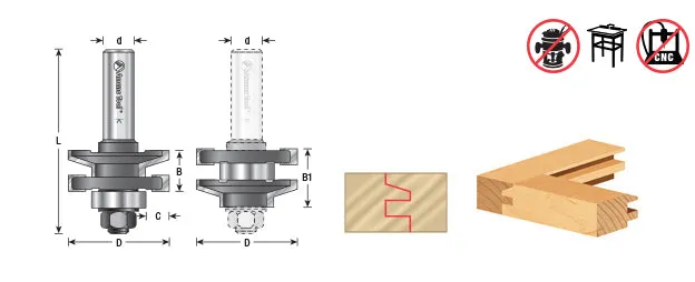 Traditional Reversible Stile & Rail Router Bit | 1 5⁄8 Dia x 11⁄16 x 1⁄2" Shank | 55370 | 738685953709