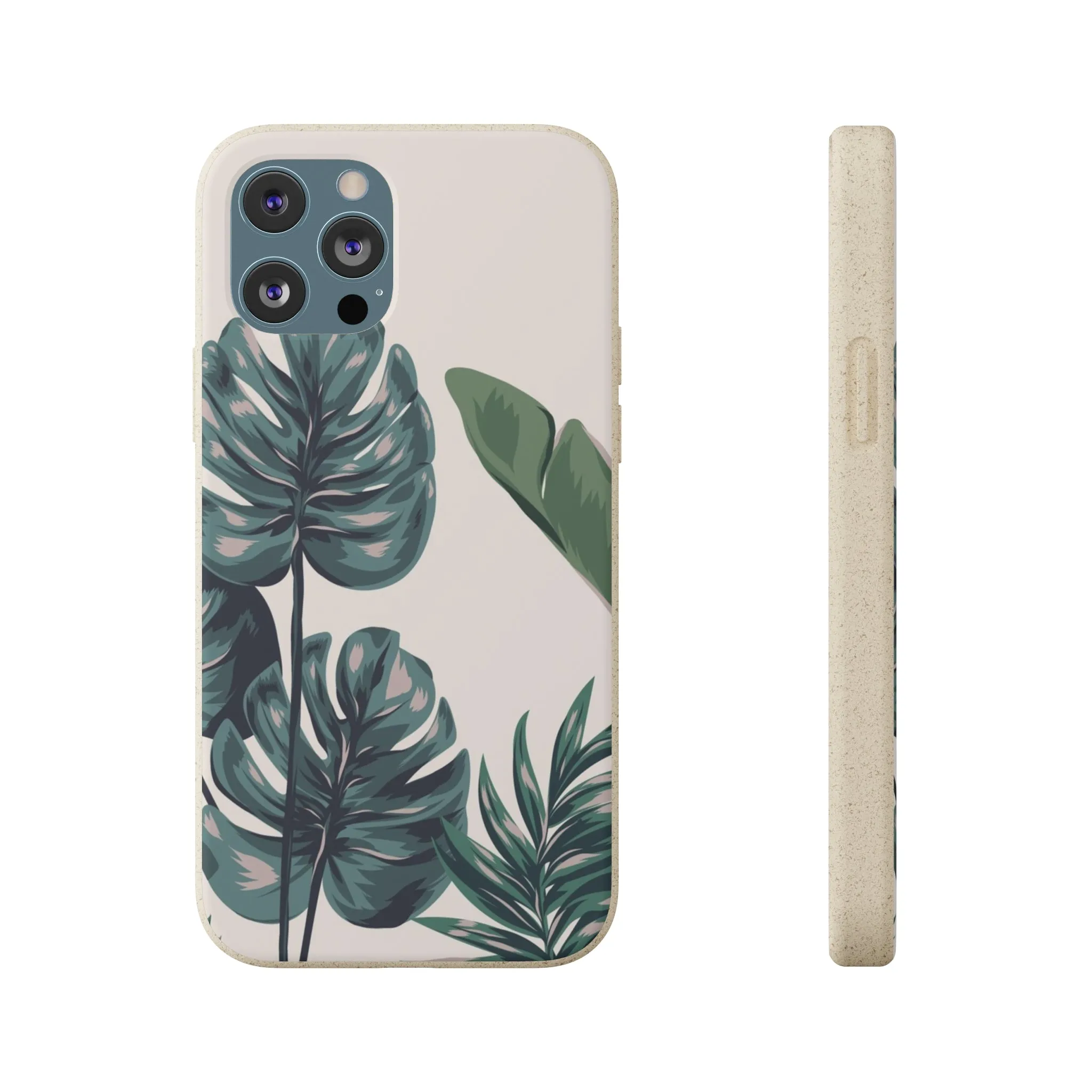 Tropical leaves iPhone 13 12 Pro Case, 11 Vegan Biodegradable Compostable Plant Samsung Galaxy S20 S21 S22 Eco Friendly Cell Phone