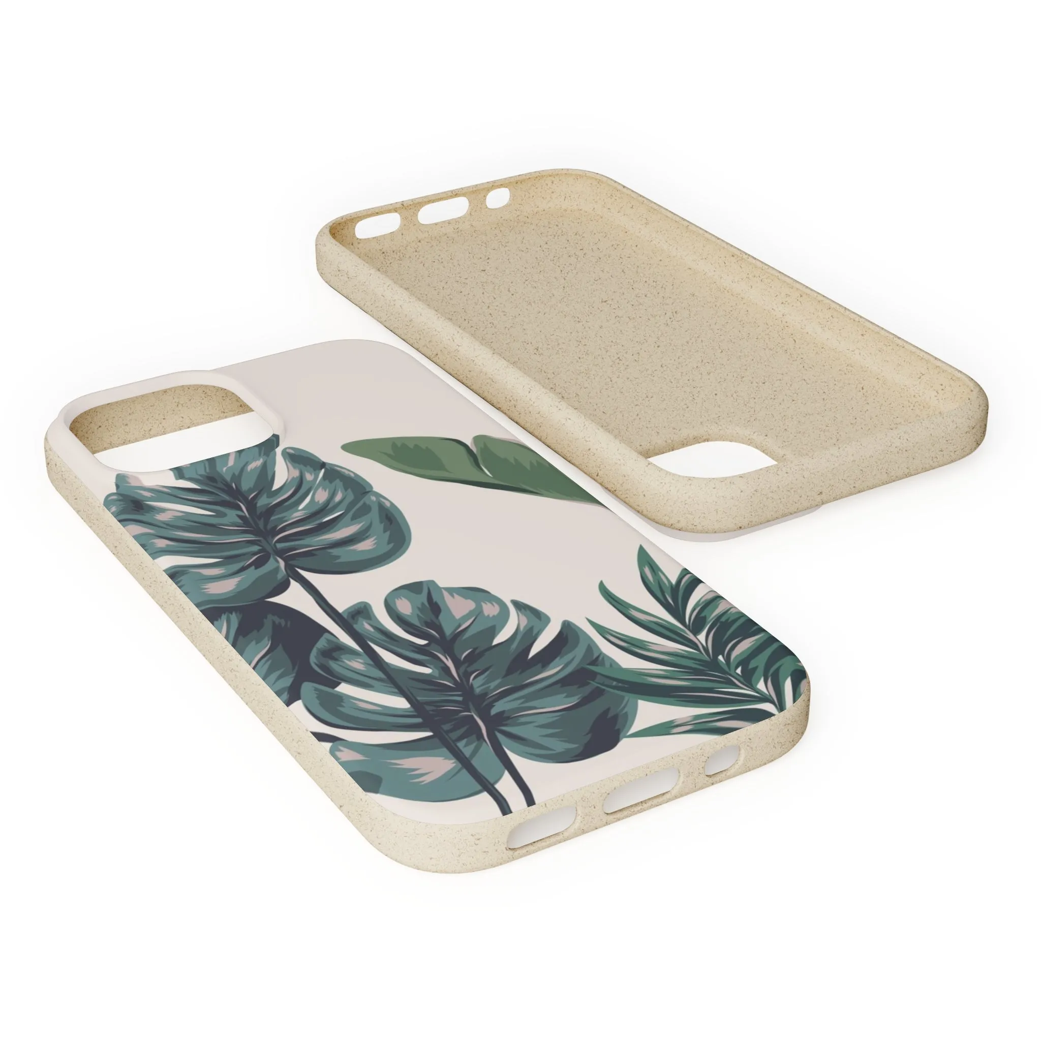 Tropical leaves iPhone 13 12 Pro Case, 11 Vegan Biodegradable Compostable Plant Samsung Galaxy S20 S21 S22 Eco Friendly Cell Phone