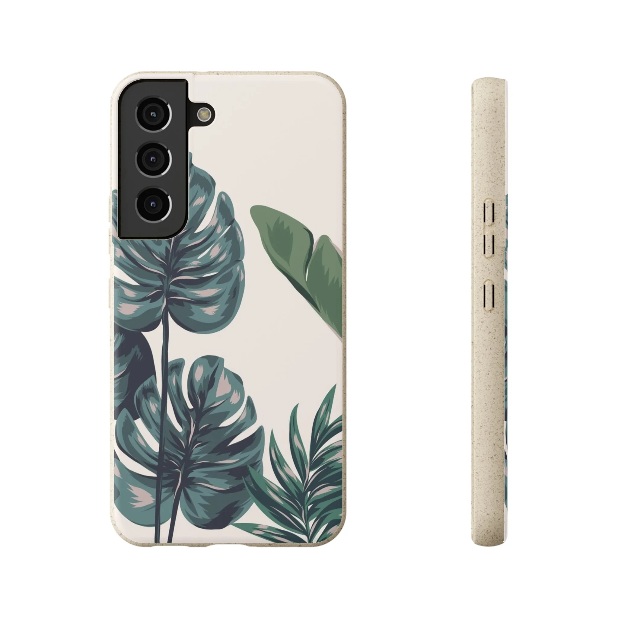 Tropical leaves iPhone 13 12 Pro Case, 11 Vegan Biodegradable Compostable Plant Samsung Galaxy S20 S21 S22 Eco Friendly Cell Phone