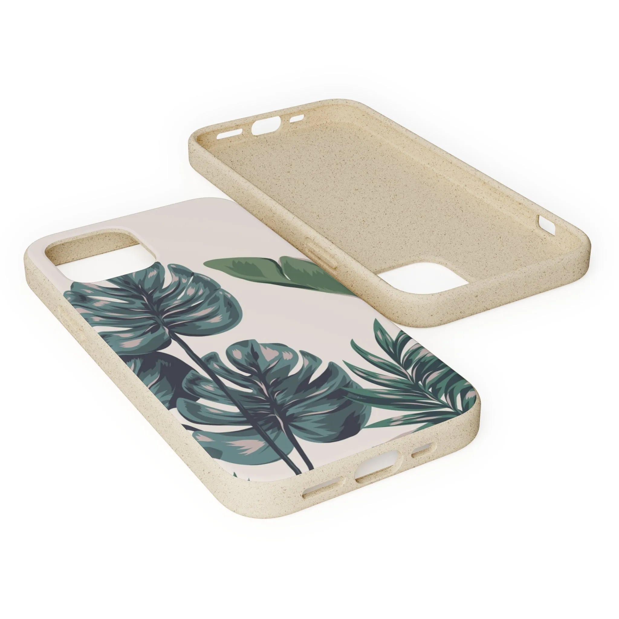 Tropical leaves iPhone 13 12 Pro Case, 11 Vegan Biodegradable Compostable Plant Samsung Galaxy S20 S21 S22 Eco Friendly Cell Phone