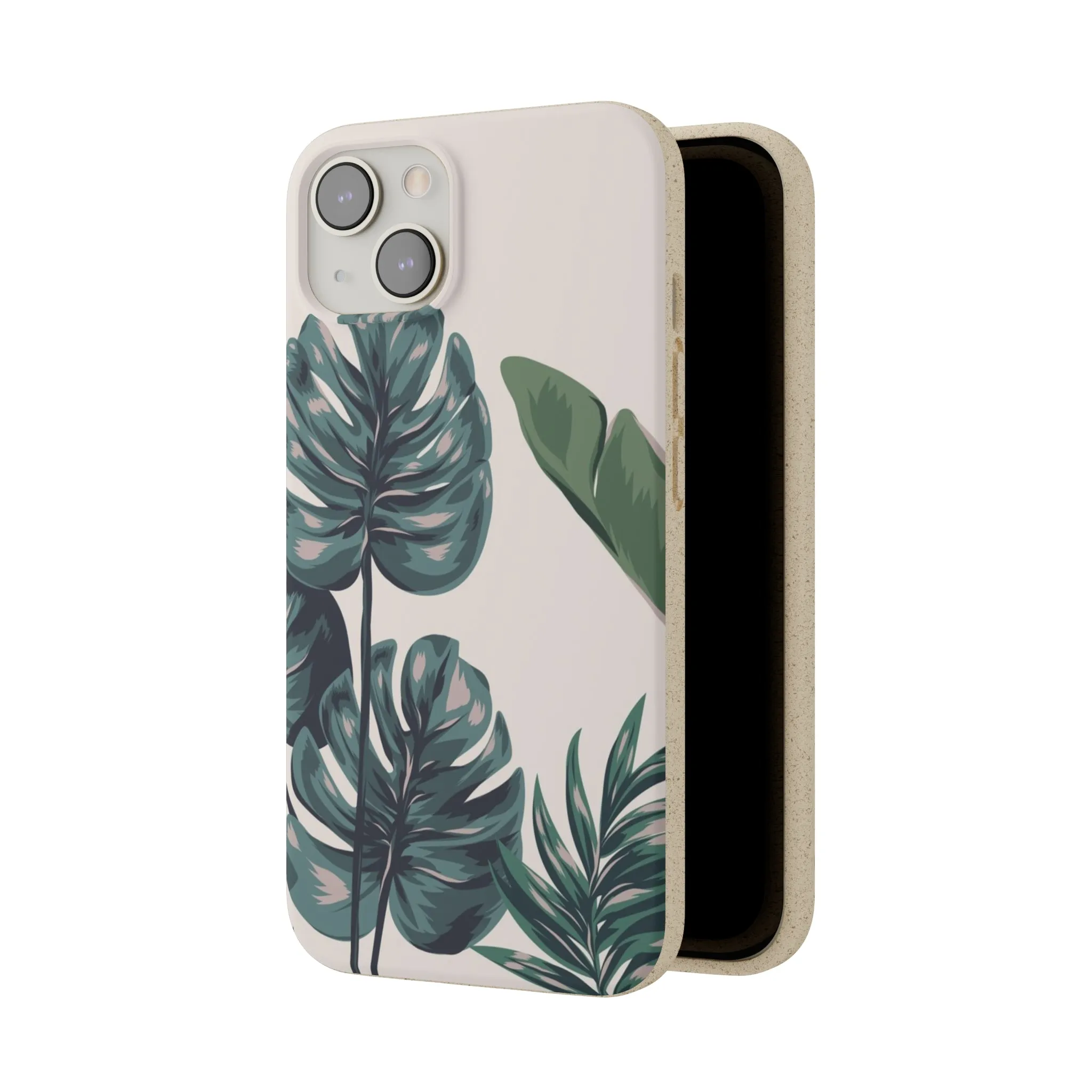 Tropical leaves iPhone 13 12 Pro Case, 11 Vegan Biodegradable Compostable Plant Samsung Galaxy S20 S21 S22 Eco Friendly Cell Phone