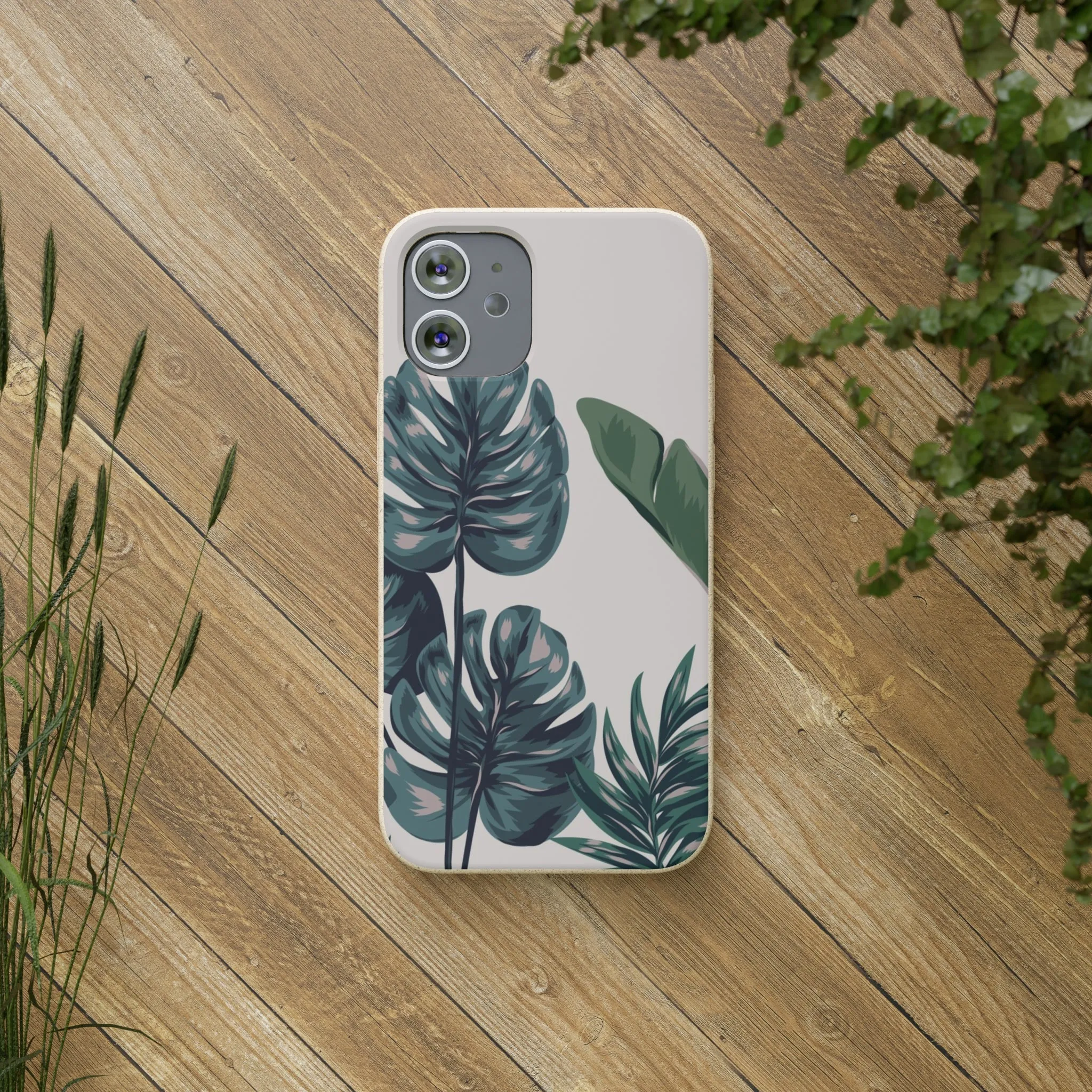 Tropical leaves iPhone 13 12 Pro Case, 11 Vegan Biodegradable Compostable Plant Samsung Galaxy S20 S21 S22 Eco Friendly Cell Phone