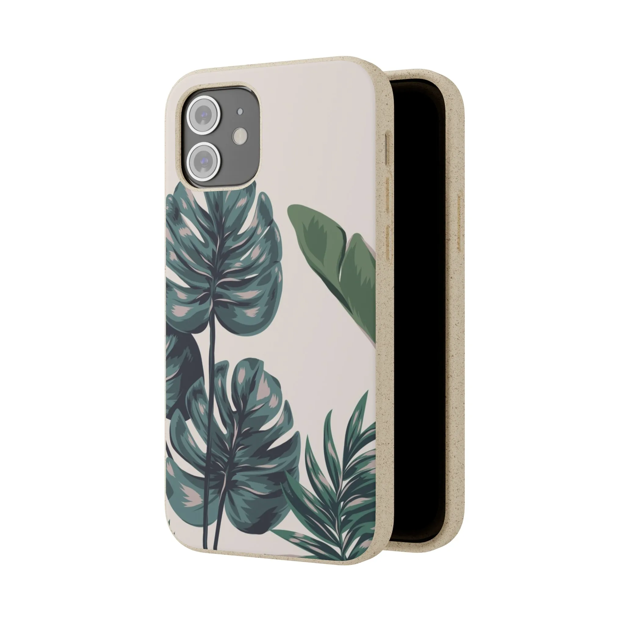 Tropical leaves iPhone 13 12 Pro Case, 11 Vegan Biodegradable Compostable Plant Samsung Galaxy S20 S21 S22 Eco Friendly Cell Phone