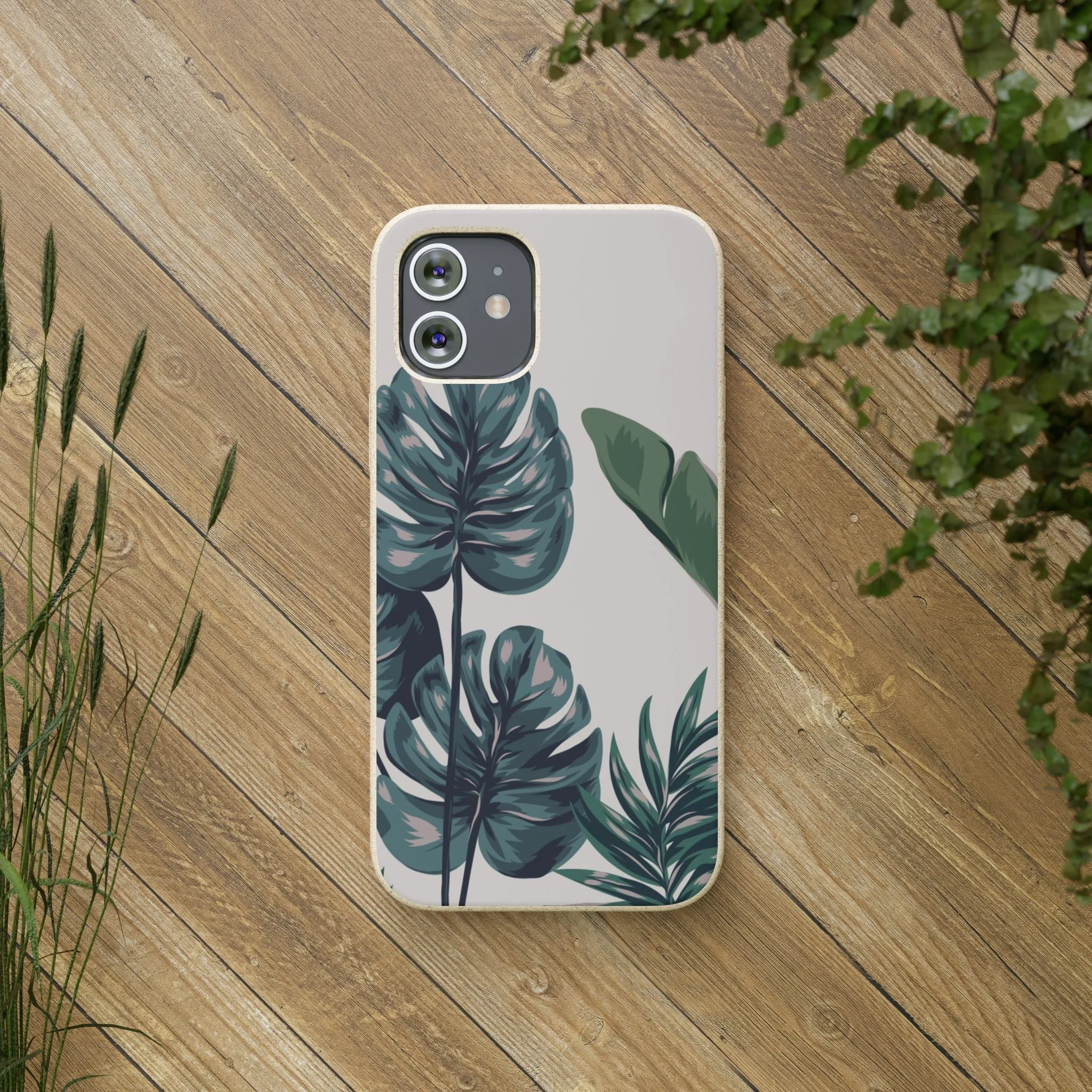 Tropical leaves iPhone 13 12 Pro Case, 11 Vegan Biodegradable Compostable Plant Samsung Galaxy S20 S21 S22 Eco Friendly Cell Phone