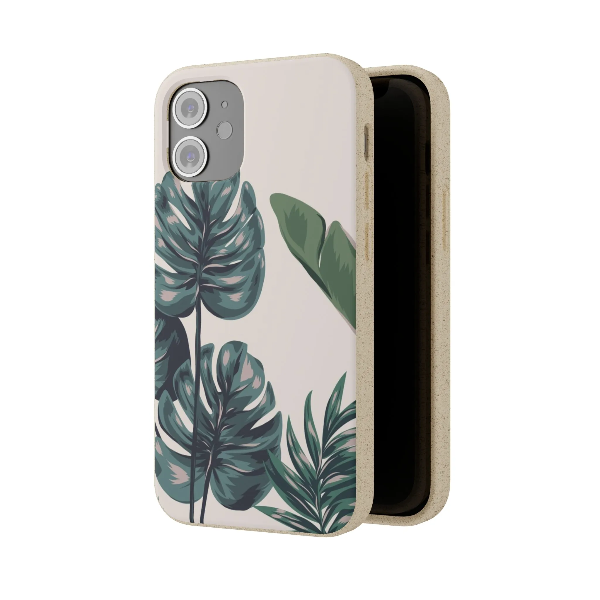 Tropical leaves iPhone 13 12 Pro Case, 11 Vegan Biodegradable Compostable Plant Samsung Galaxy S20 S21 S22 Eco Friendly Cell Phone