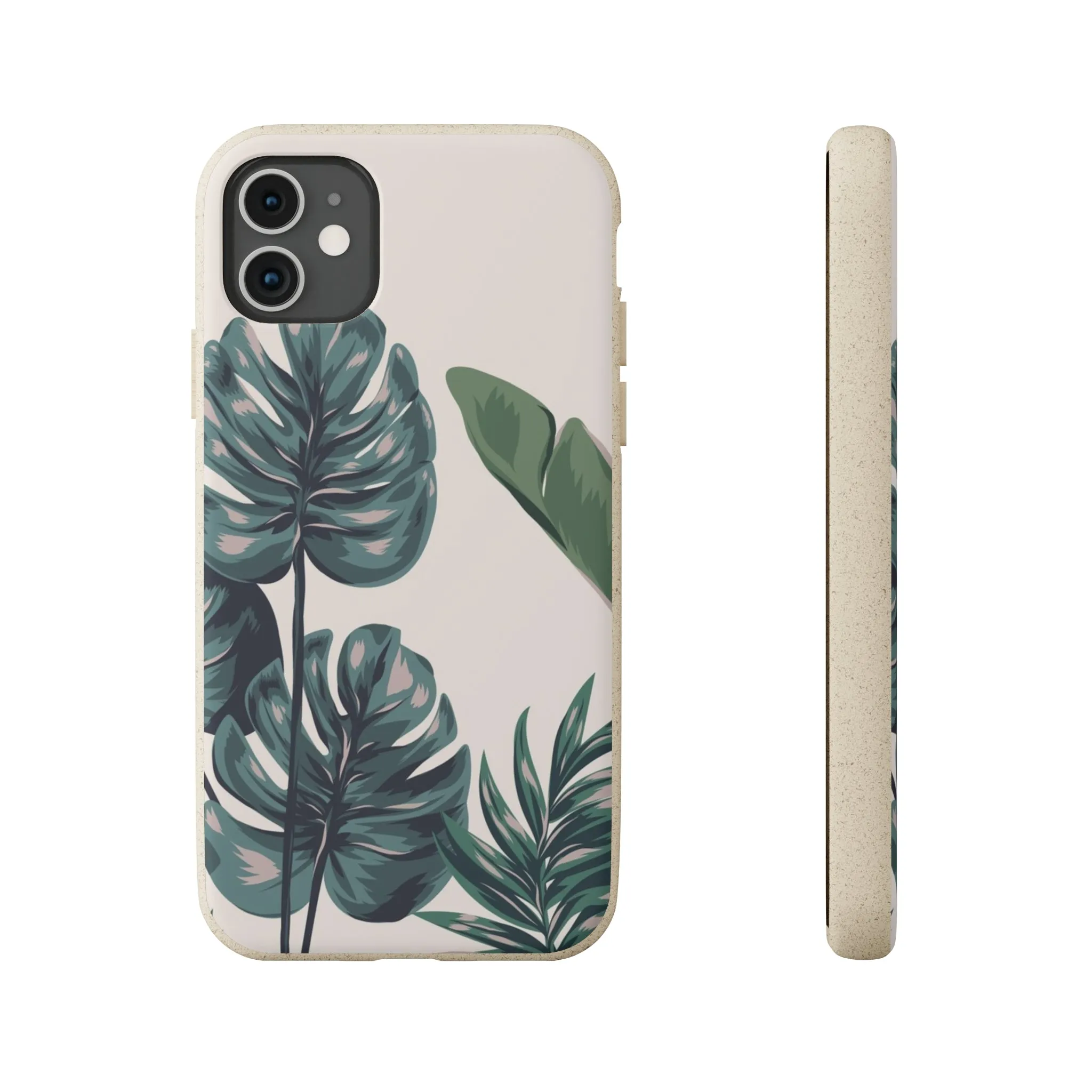 Tropical leaves iPhone 13 12 Pro Case, 11 Vegan Biodegradable Compostable Plant Samsung Galaxy S20 S21 S22 Eco Friendly Cell Phone