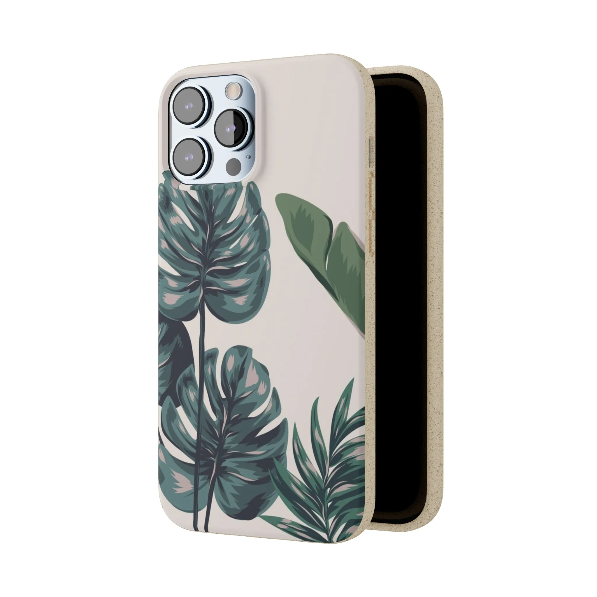 Tropical leaves iPhone 13 12 Pro Case, 11 Vegan Biodegradable Compostable Plant Samsung Galaxy S20 S21 S22 Eco Friendly Cell Phone