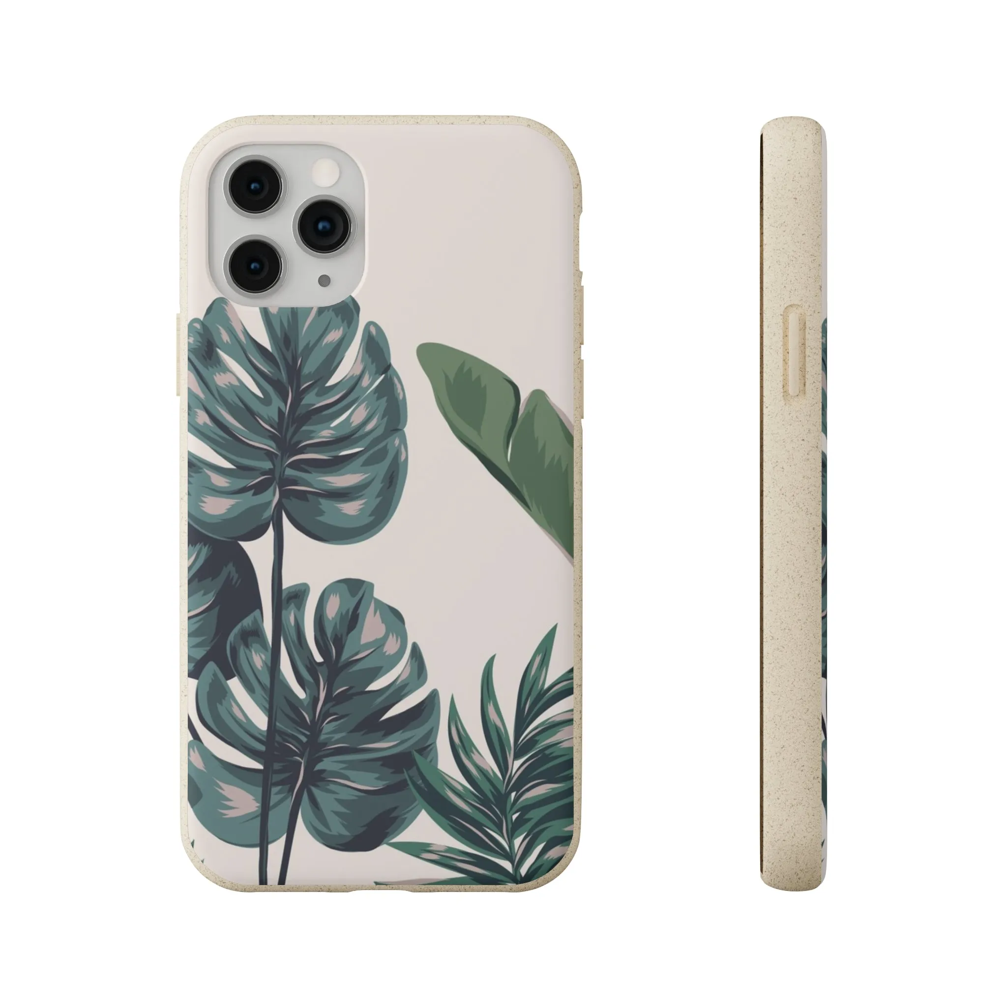 Tropical leaves iPhone 13 12 Pro Case, 11 Vegan Biodegradable Compostable Plant Samsung Galaxy S20 S21 S22 Eco Friendly Cell Phone