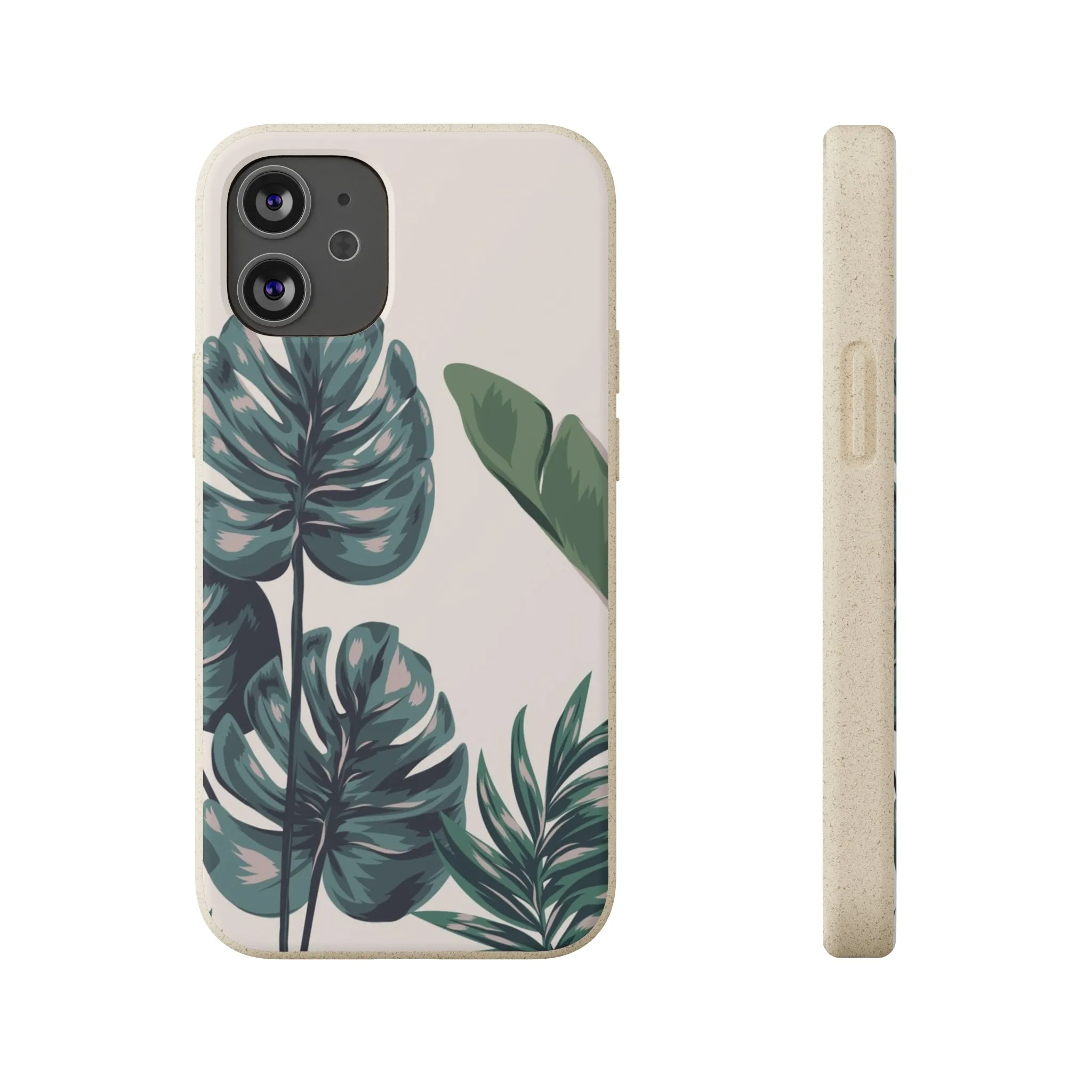 Tropical leaves iPhone 13 12 Pro Case, 11 Vegan Biodegradable Compostable Plant Samsung Galaxy S20 S21 S22 Eco Friendly Cell Phone