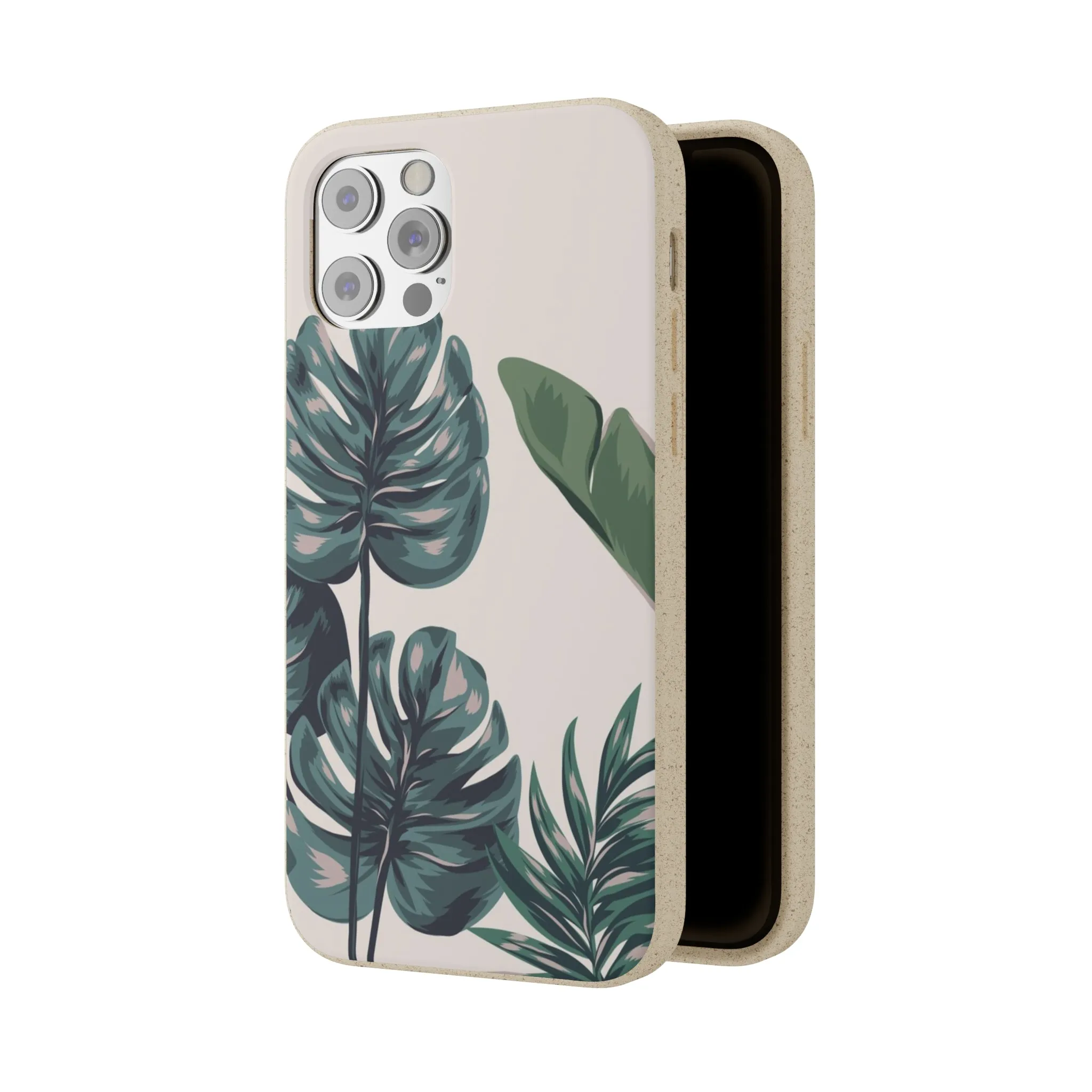 Tropical leaves iPhone 13 12 Pro Case, 11 Vegan Biodegradable Compostable Plant Samsung Galaxy S20 S21 S22 Eco Friendly Cell Phone