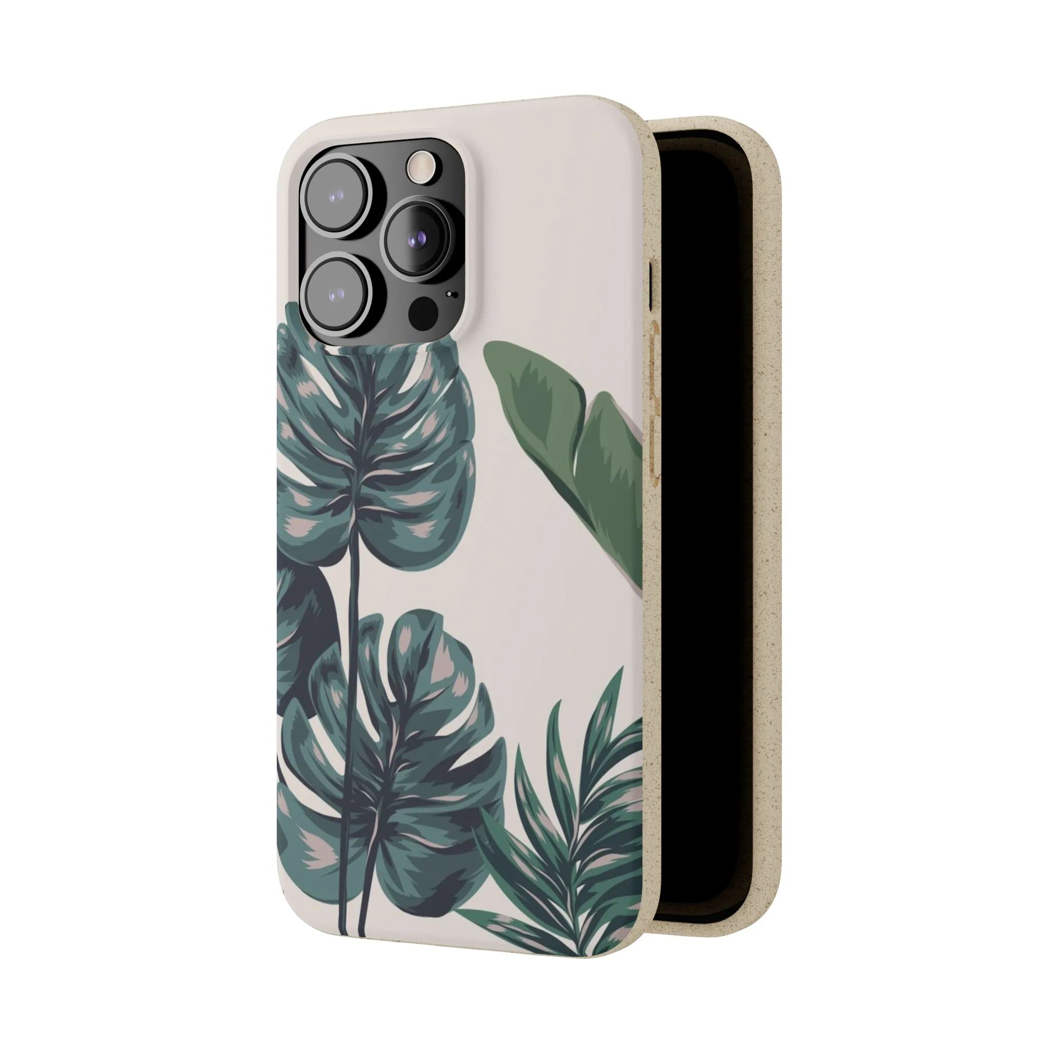 Tropical leaves iPhone 13 12 Pro Case, 11 Vegan Biodegradable Compostable Plant Samsung Galaxy S20 S21 S22 Eco Friendly Cell Phone