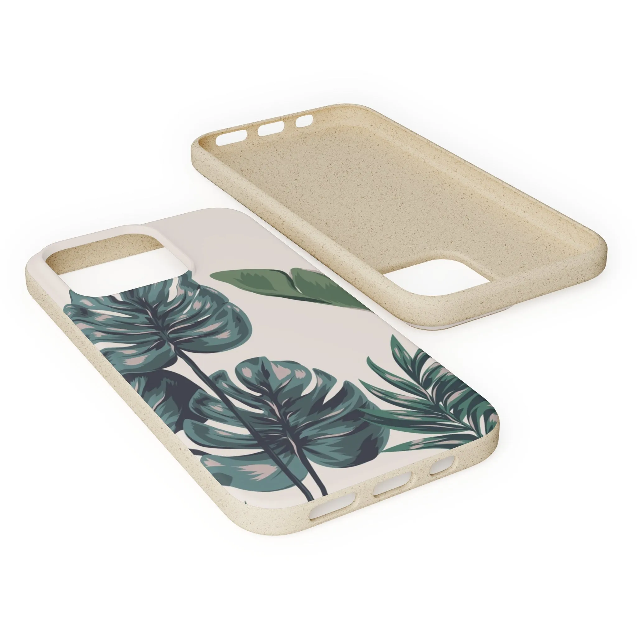 Tropical leaves iPhone 13 12 Pro Case, 11 Vegan Biodegradable Compostable Plant Samsung Galaxy S20 S21 S22 Eco Friendly Cell Phone