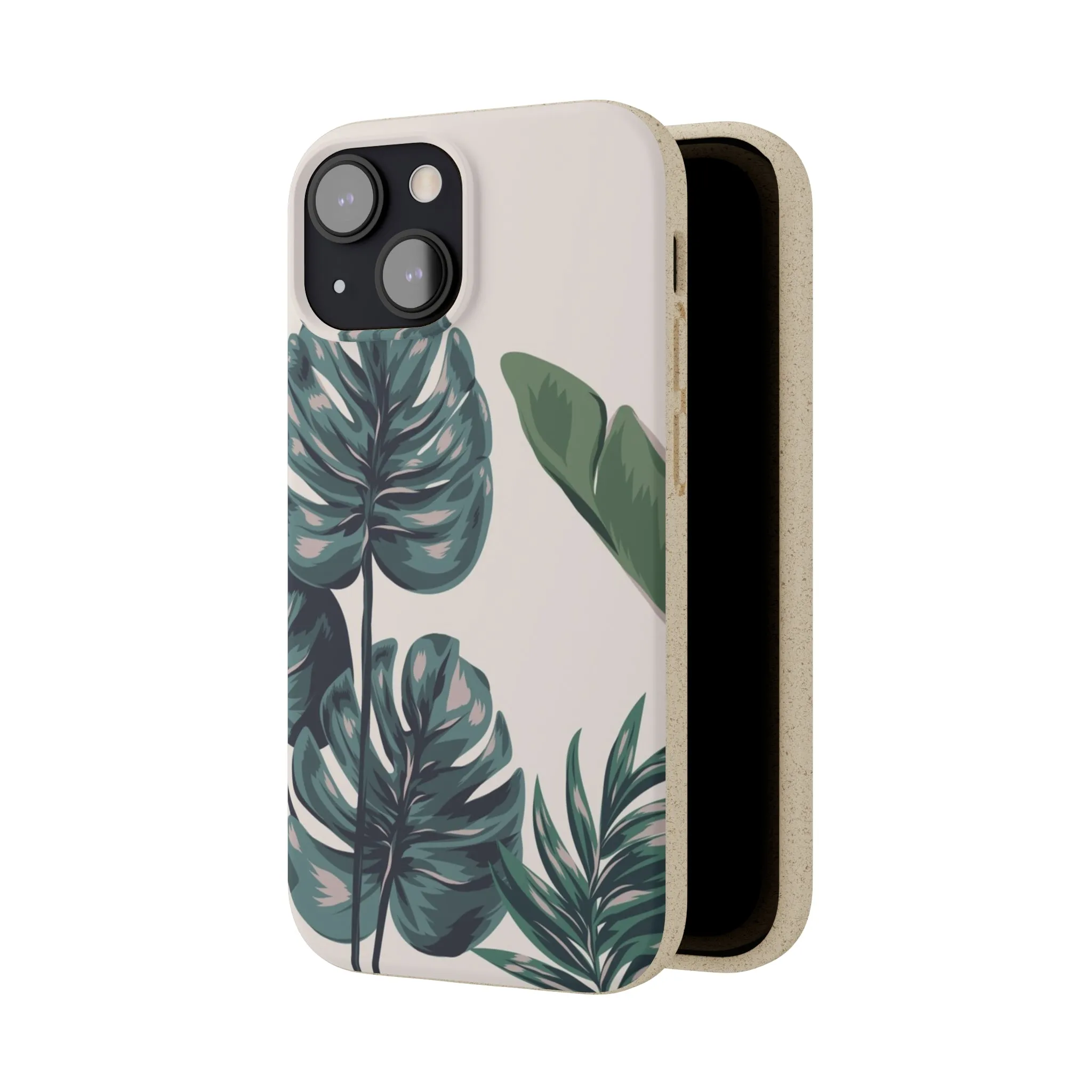 Tropical leaves iPhone 13 12 Pro Case, 11 Vegan Biodegradable Compostable Plant Samsung Galaxy S20 S21 S22 Eco Friendly Cell Phone