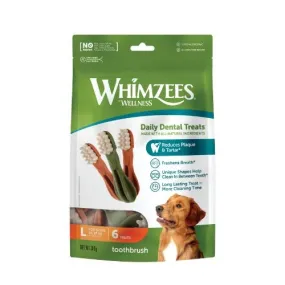 Whimzees Toothbrush Dental Dog Chew Treat Pack 145mm Large 6 Pack