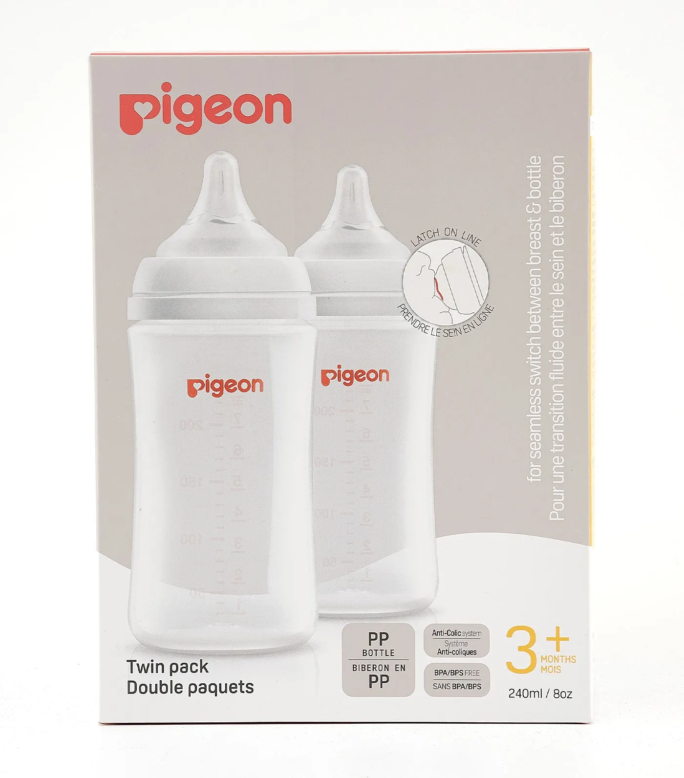 Wideneck PP Feeding Bottle 240ml (M) Size, 2-Pack