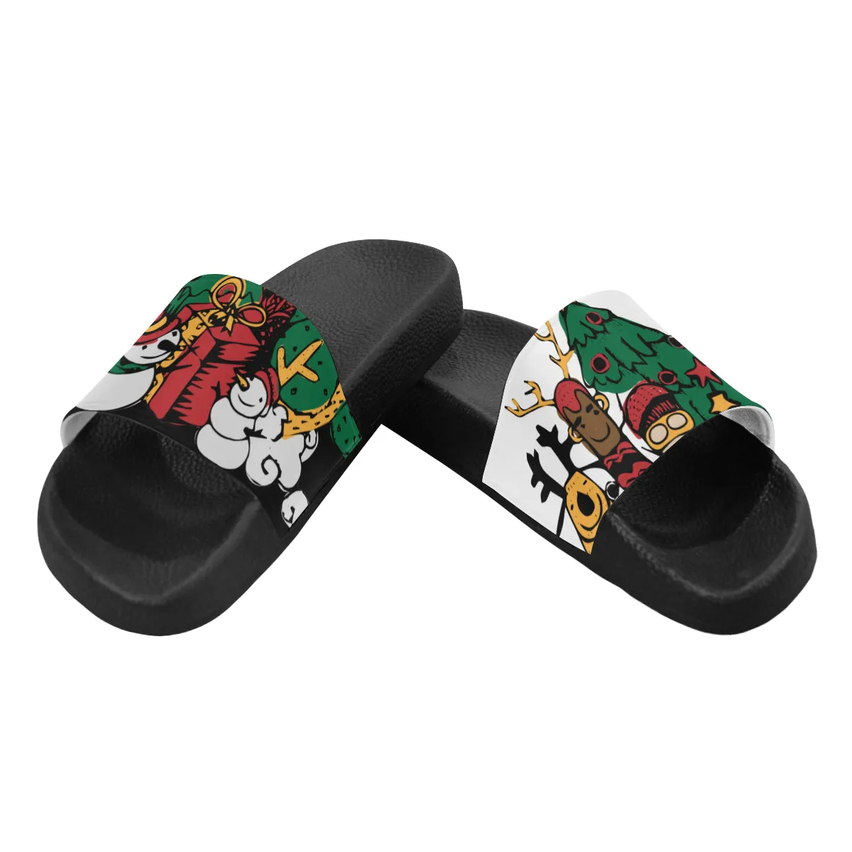 Women's Christmas Doodle Print Sliders Sandal