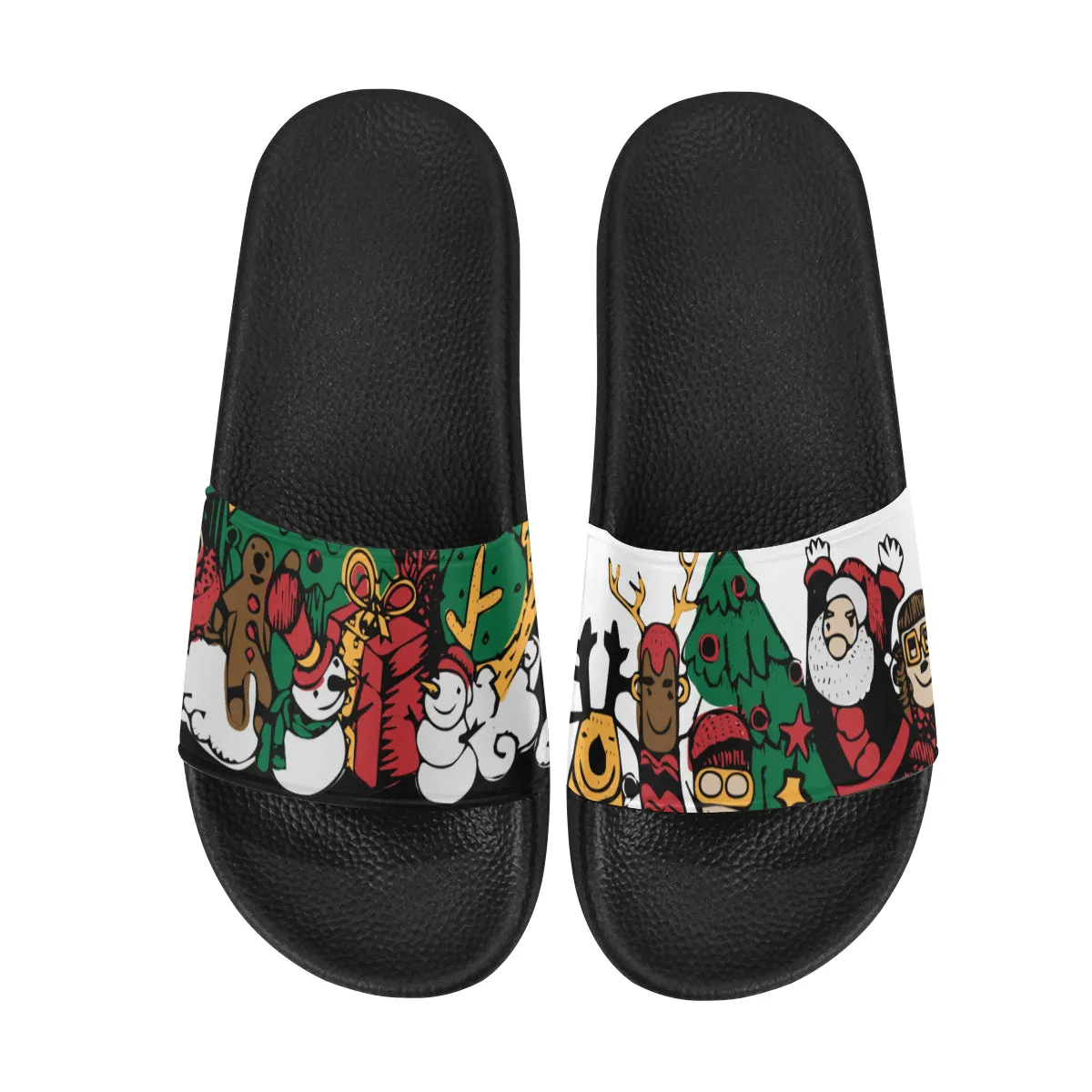 Women's Christmas Doodle Print Sliders Sandal