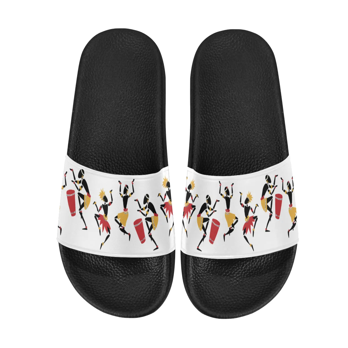 Women's Dancing Silhouette Tribal Print Sliders Sandal