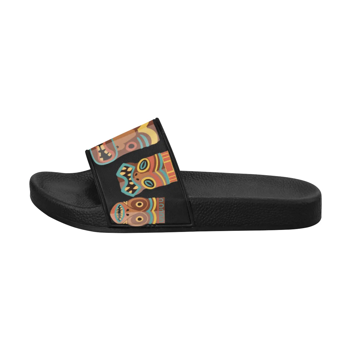 Women's Tribal Face Mask Print Sliders Sandal