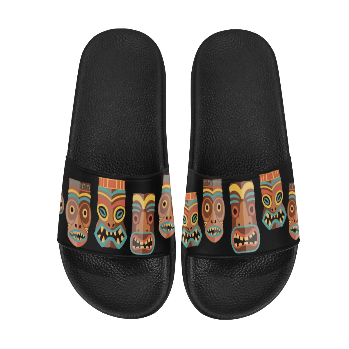 Women's Tribal Face Mask Print Sliders Sandal