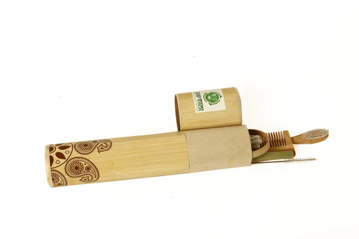 Zero waste Toiletry Kit | Natural Bamboo | High Quality | Travel-friendly | Scrapshala